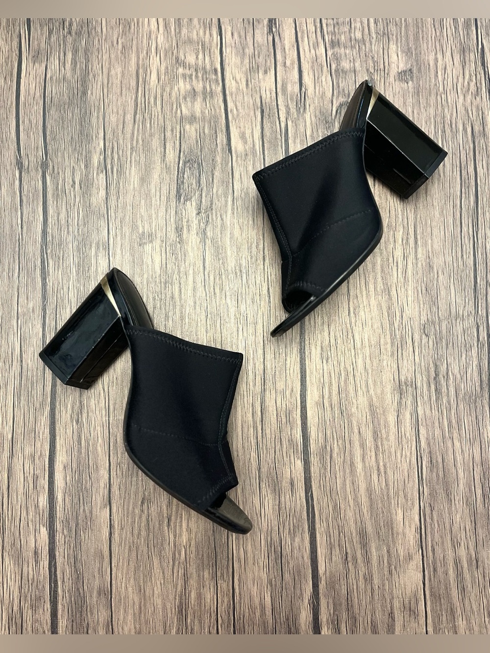 Calvin Klein Black Open-Toe Block Heel Mules